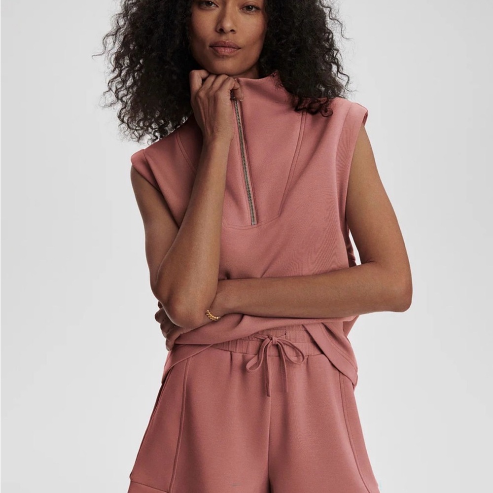 VARLEY | NWT Double Soft Magnolia Half Zip Tank Shirt 2 Canyon Rose Size S $128